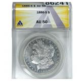 1886-S Morgan Silver Dollar ANACS AU50