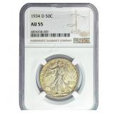 1934-D Walking Liberty Half Dollar NGC AU55