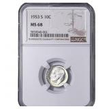 1953-S Roosevelt Dime NGC MS68