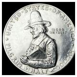 1920 Silver Half Dollar Pilgrim Commemorative ABOU