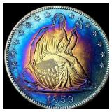 1859-O Toned Silver Half Dollar CLOSELY UNCIRCULAT