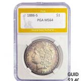 1886-S Morgan Silver Dollar PGA MS64