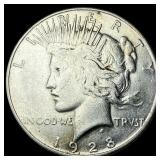 1928 Silver Peace Dollar CLOSELY UNCIRCULATED