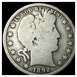 1892 Silver Half Dollar (Barber) NICELY CIRCULATED