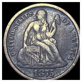 1875-CC Silver Seated Liberty Dime LIGHTLY  CIRCU