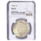 1935 Silver Peace Dollar NGC MS64