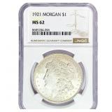1921 Morgan Silver Dollar NGC MS62