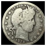 1914-S Silver Barber Quarter NICELY  CIRCULATED
