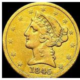 1845 $5 Liberty Head Half Eagle NEARLY  UNCIRCULA