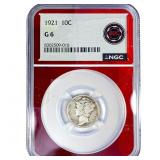 1921 Mercury Silver Dime NGC G6