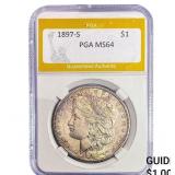 1897-S Morgan Silver Dollar PGA MS64