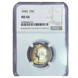 1943 Washington Silver Quarter NGC MS66
