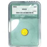 1853 Rare Gold Dollar NTC MS65