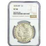 1878 8TF Morgan Silver Dollar NGC VF30