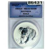 2010 $1 Sliver Australia Koala ANACS MS70 DCAM