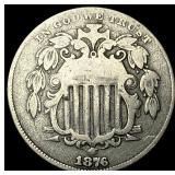 1876 Shield Nickel ABOUT UNCIRCULATED