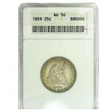 1859 Seated Liberty Quarter ANACS AU50