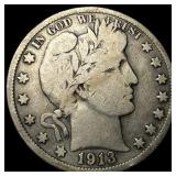 1913 Silver Barber Half Dollar NICELY  CIRCULATED