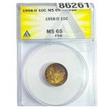 1958-D Roosevelt Dime ANACS MS65 FSB
