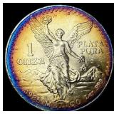 1985 Toned Mexico Silver 1 Onza Libertad SUPERB GE