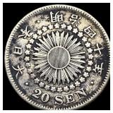 1907 Japan Silver 20 Sen NEARLY UNCIRCULATED