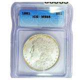 1881 Morgan Silver Dollar ICG MS65