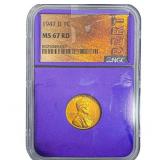 1947-D Wheat Cent NGC MS67 RD