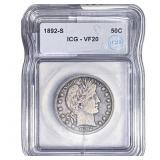 1892-S Barber Half Dollar ICG VF20
