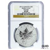 2012 $5 Sliver Canada Maple Leaf Titanic NGC SP69