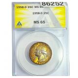 1958-D Washington Silver Quarter ANACS MS65