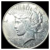 1928-S Silver Peace Dollar CLOSELY UNCIRCULATED