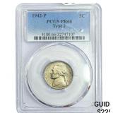 1942 Jefferson Nickel PCGS PR66 Type 2