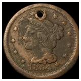 1854 Braided Hair Large Cent NICELY CIRCULATED