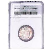 1911-D Barber Quarter ANACS AU58