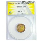 1958-D Roosevelt Dime ANACS MS67 FSB