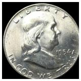 1954-D Silver Half Dollar Franklin UNCIRCULATED