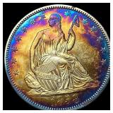 1858 Toned Seated Liberty Half Dollar CLOSELY UNCI