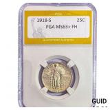 1918-S Standing Liberty Quarter PGA MS63+ FH