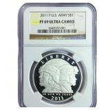 2011 P U.S.Army $1 Sliver NGC PF69 Ultra Cameo