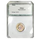 1942 Wheat Cent PCI PR63 Red & Brown