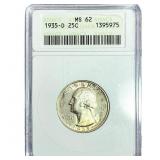 1935-D Washington Silver Quarter ANACS MS62