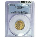 1938-D Buffalo Nickel PCGS MS66 Toned