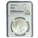 1885-O Morgan Silver Dollar NGC MS62