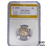 1935 Buffalo Nickel PGA MS62 Struck Off Center