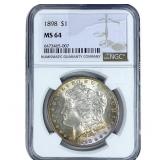 1898 Morgan Silver Dollar NGC MS64