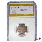 1931-S Wheat Cent PGA MS65 BN