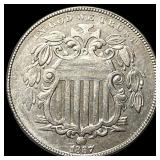 1867 Shield Nickel CLOSELY UNCIRCULATED