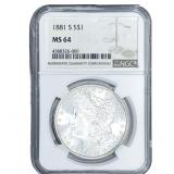 1881-S Morgan Silver Dollar NGC MS64