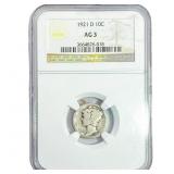 1921-D Mercury Silver Dime NGC AG3