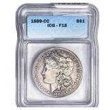 1889-CC Morgan Silver Dollar ICG F15